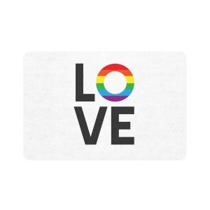Vector Flat Lgbt Rainbow Flag Love Lettering Pet Food Mat 12x18