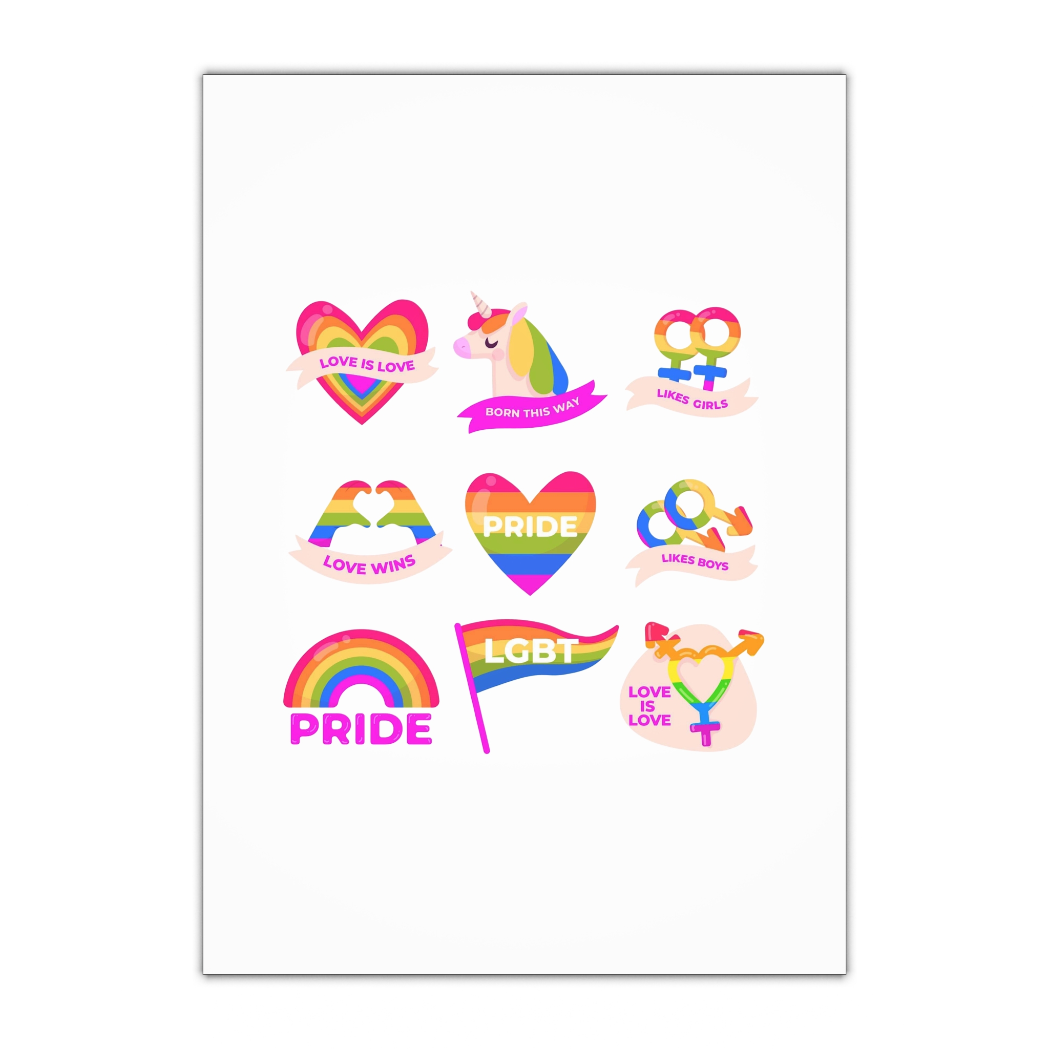 Pride Day Labels Set Gift Wrapping Paper Sheets 1pc