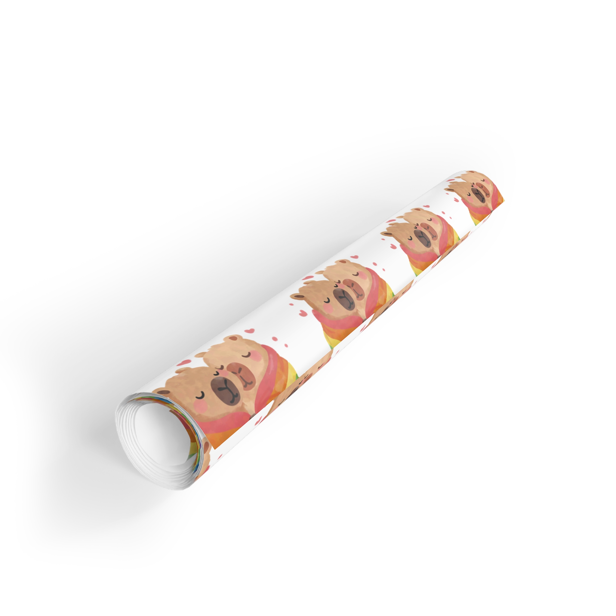 Two Capybaras Embracing Rainbow Blanket Illustration Gift Wrapping Paper Rolls 1pc - Image 6