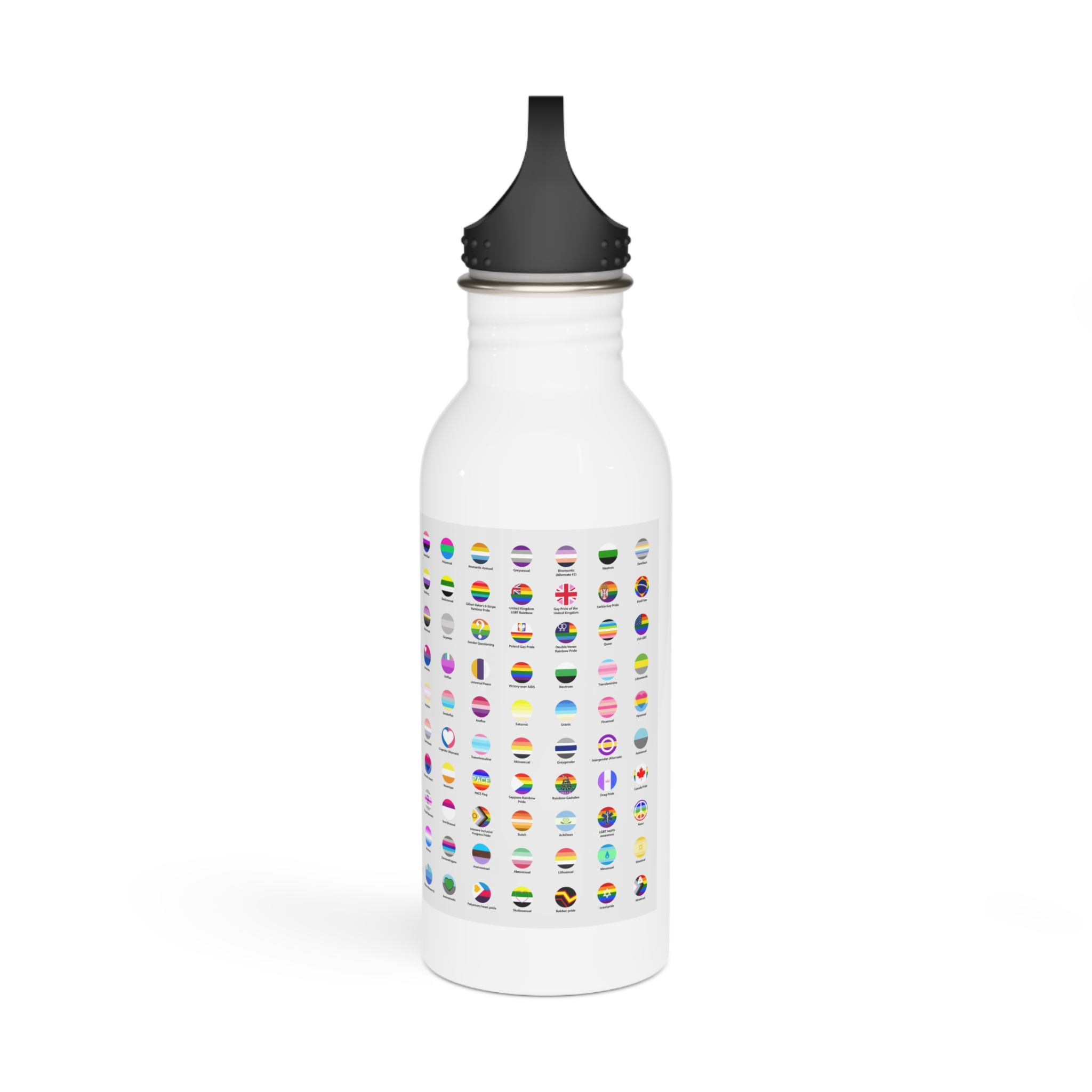 Circular Lgbtq Pride Flags Collection Chart Representing Diverse Gender Sexual Identities Stainless Steel Water Bottle - Image 4
