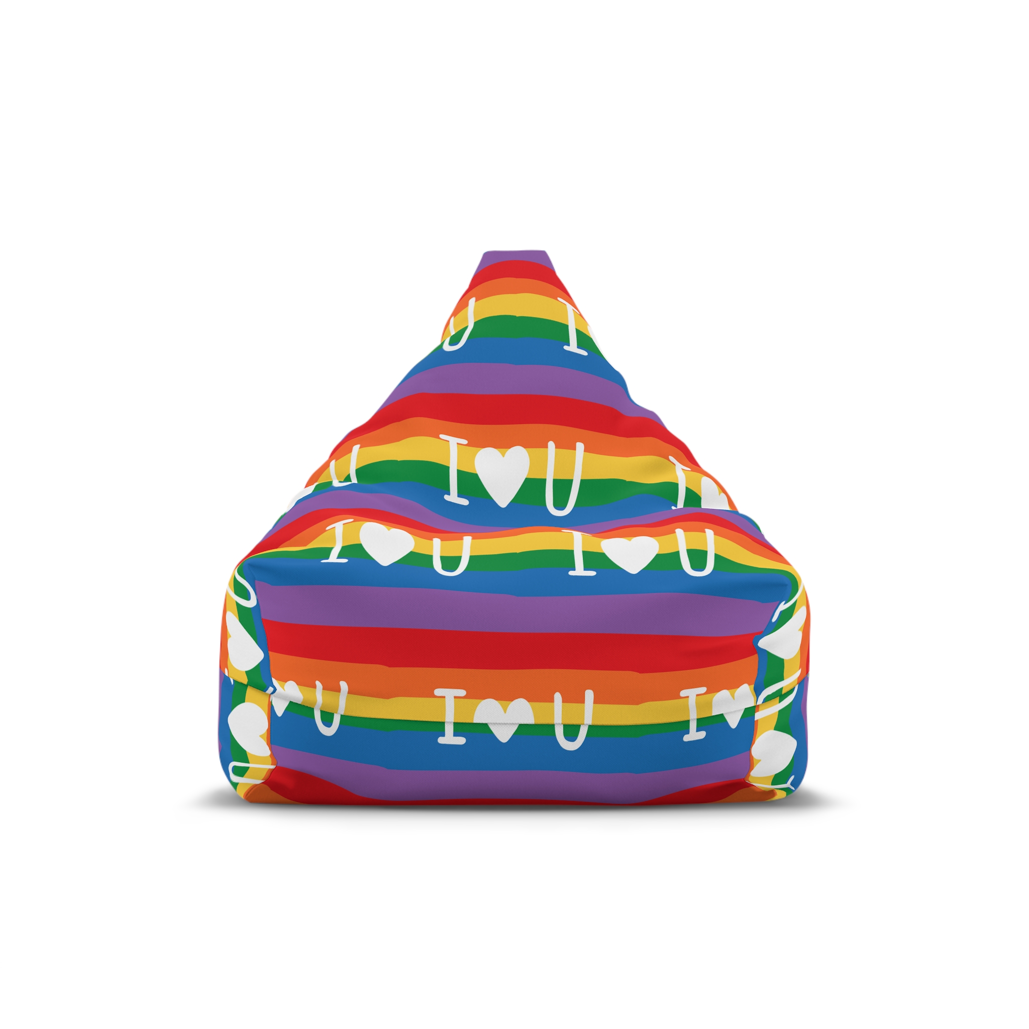 Vibrant Rainbow Flag With I Love You Heart Message Bean Bag Chair Cover