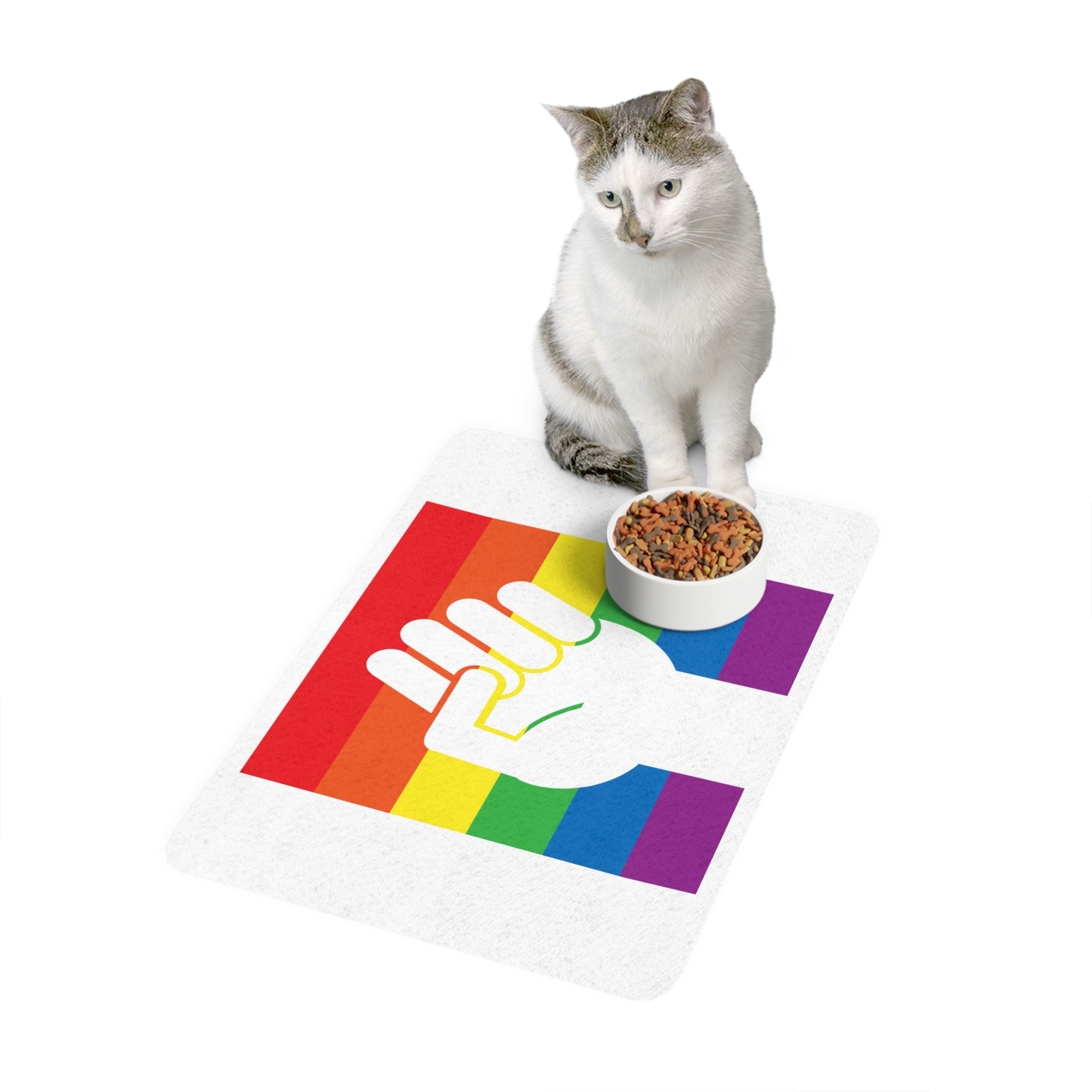 Lgbt Hand Flat Pet Food Mat 12x18 - Image 3