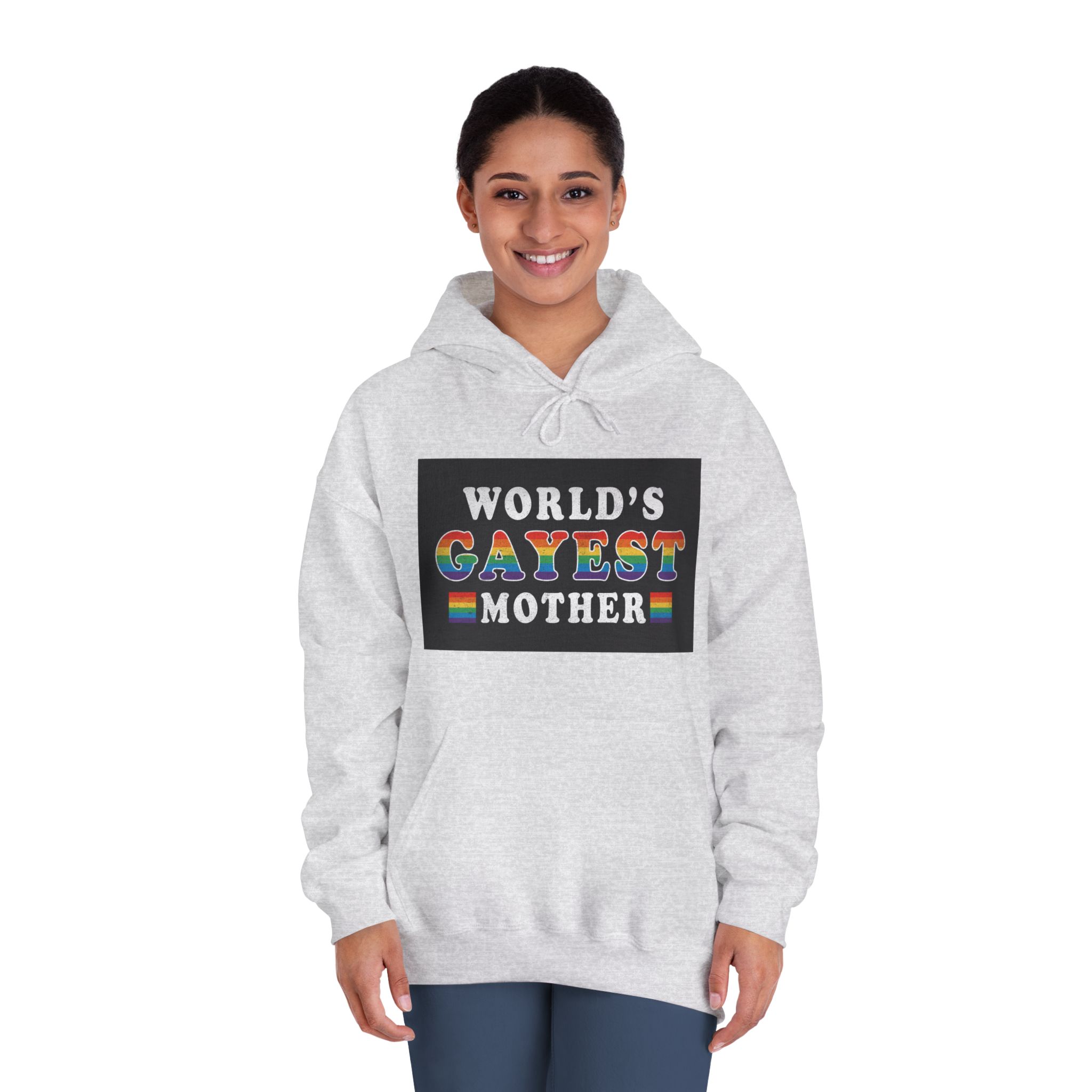 Mother Day Pride Rainbow Typography Vector Premium T Shirt(1) Unisex Dryblend Hooded Sweatshirt - Image 8