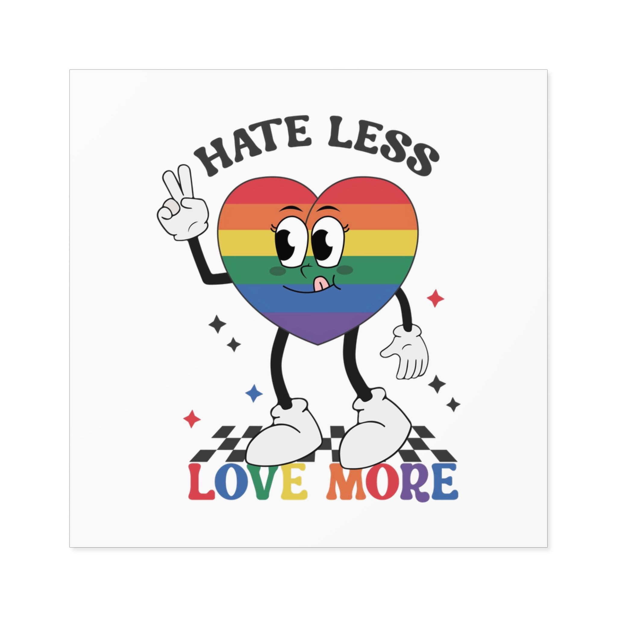Heart With Words Hate Less Love More It Laminate Stickers Square - Image 21