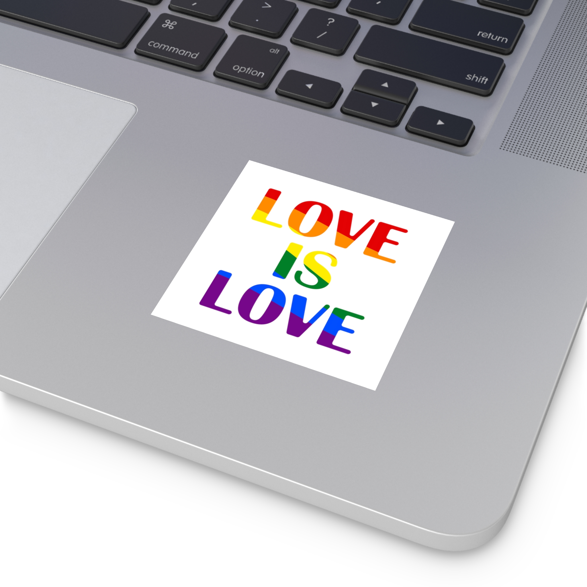 Love Is Love With Rainbow Colors Slogan Typography Banner Laminate Stickers Square - Image 3