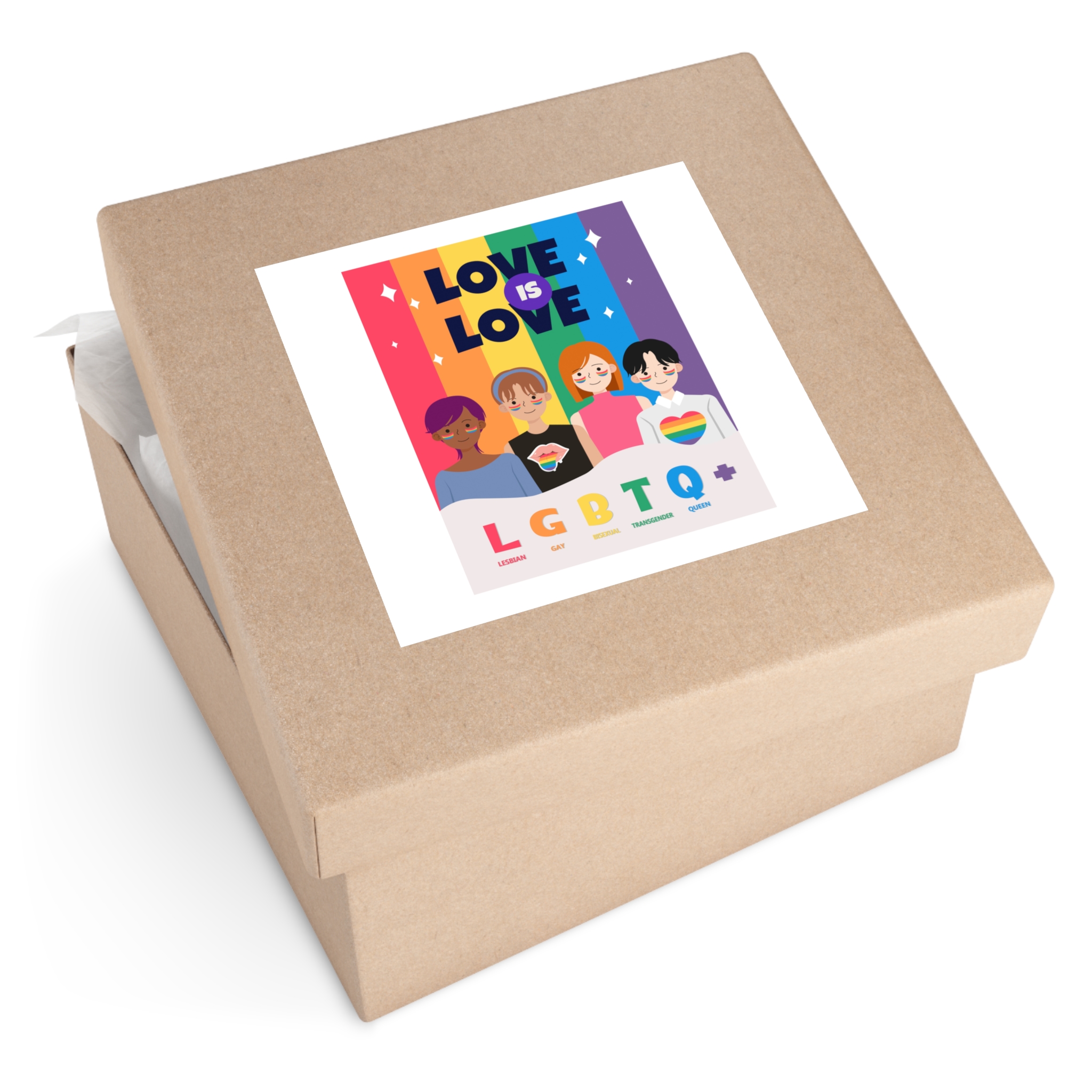 Lgbtq Pride Month Poster Vector With Diverse Characters Rainbow Celebrate Love Inclusivity Laminate Stickers Square - Image 59