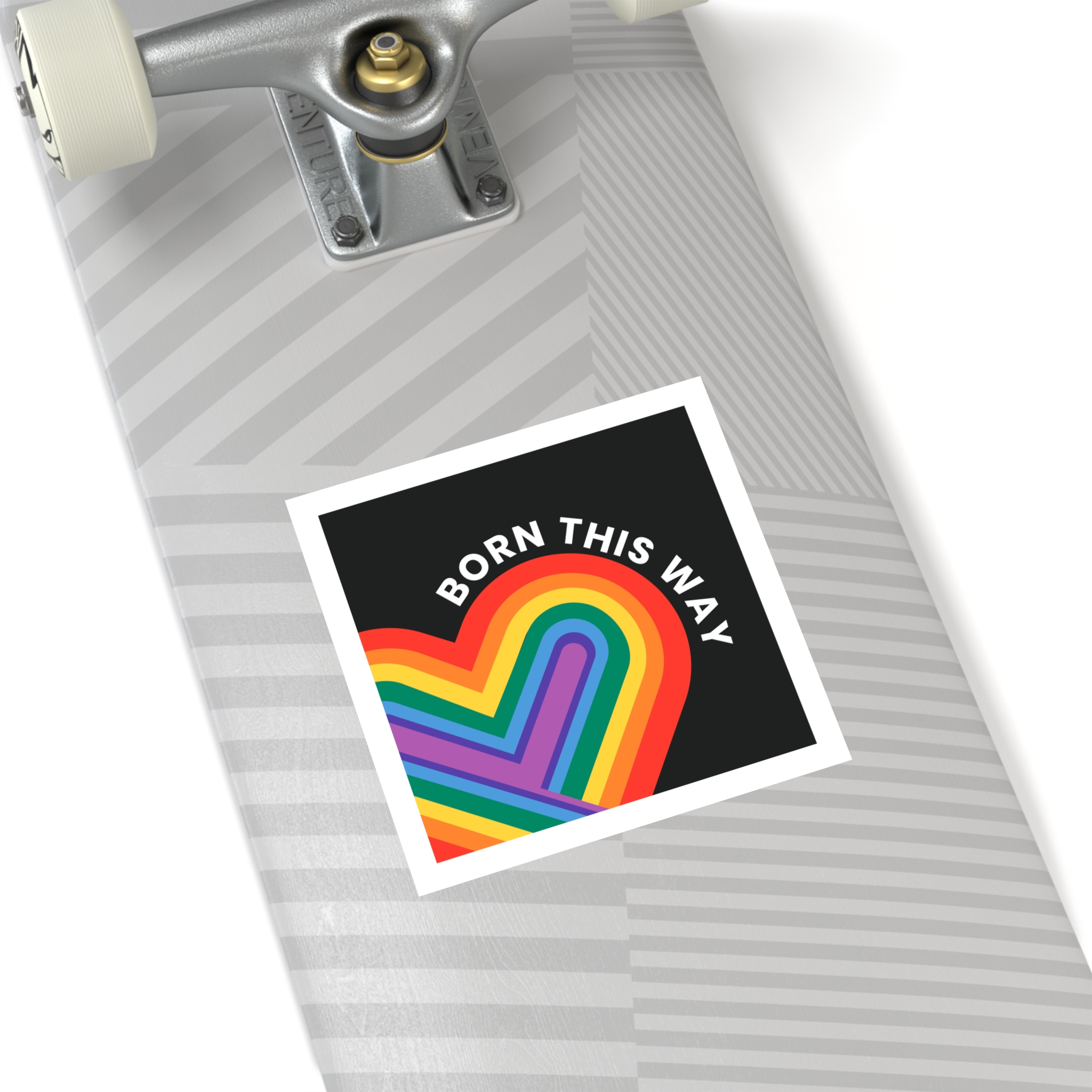 Rainbow Heart Template Lgbtq Pride Month With Born This Way Text Laminate Stickers Square - Image 76