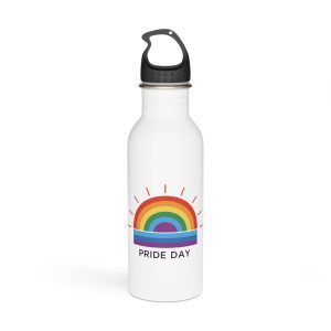 Rainbow Pride Day Celebration Illustration With Colorful Sunburst Design Lgbtq Support Awareness Stainless Steel Water Bottle
