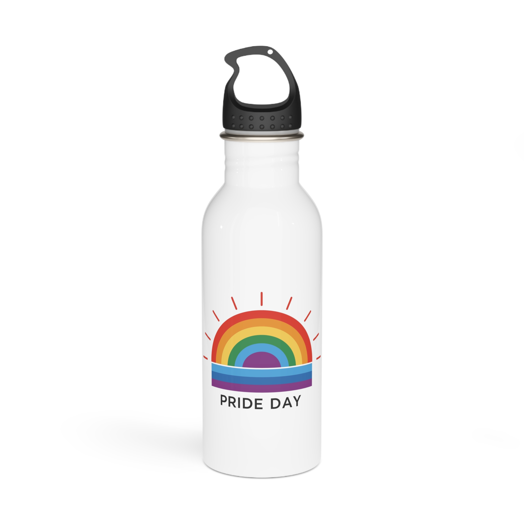 Rainbow Pride Day Celebration Illustration With Colorful Sunburst Design Lgbtq Support Awareness Stainless Steel Water Bottle