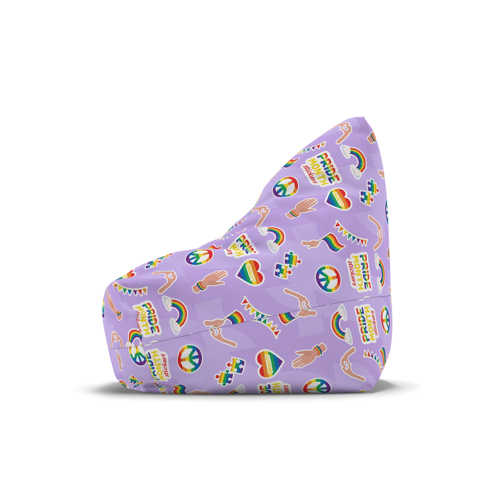 Pride Month Cute Stickers Lgbtq Rainbow Flag Flat Illustrations Bean Bag Chair Cover - Image 4