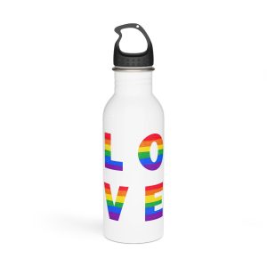 Letters Love Colored Rainbow Lgbtq Gay Pride Flag Colors Vector Lettering Lgbt History Month Pencil Crayon Textured Isolated Love Is Love Concept Stainless Steel Water Bottle