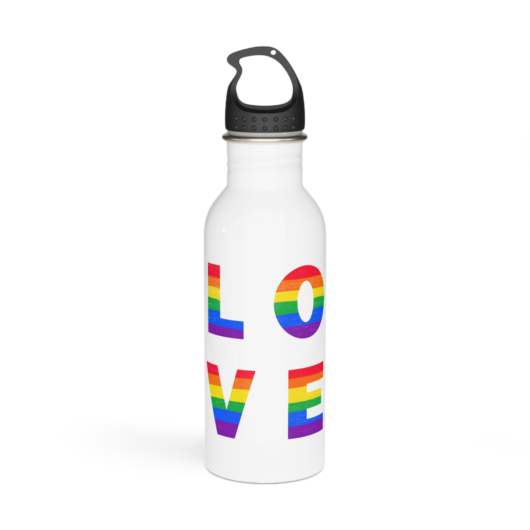 Letters Love Colored Rainbow Lgbtq Gay Pride Flag Colors Vector Lettering Lgbt History Month Pencil Crayon Textured Isolated Love Is Love Concept Stainless Steel Water Bottle