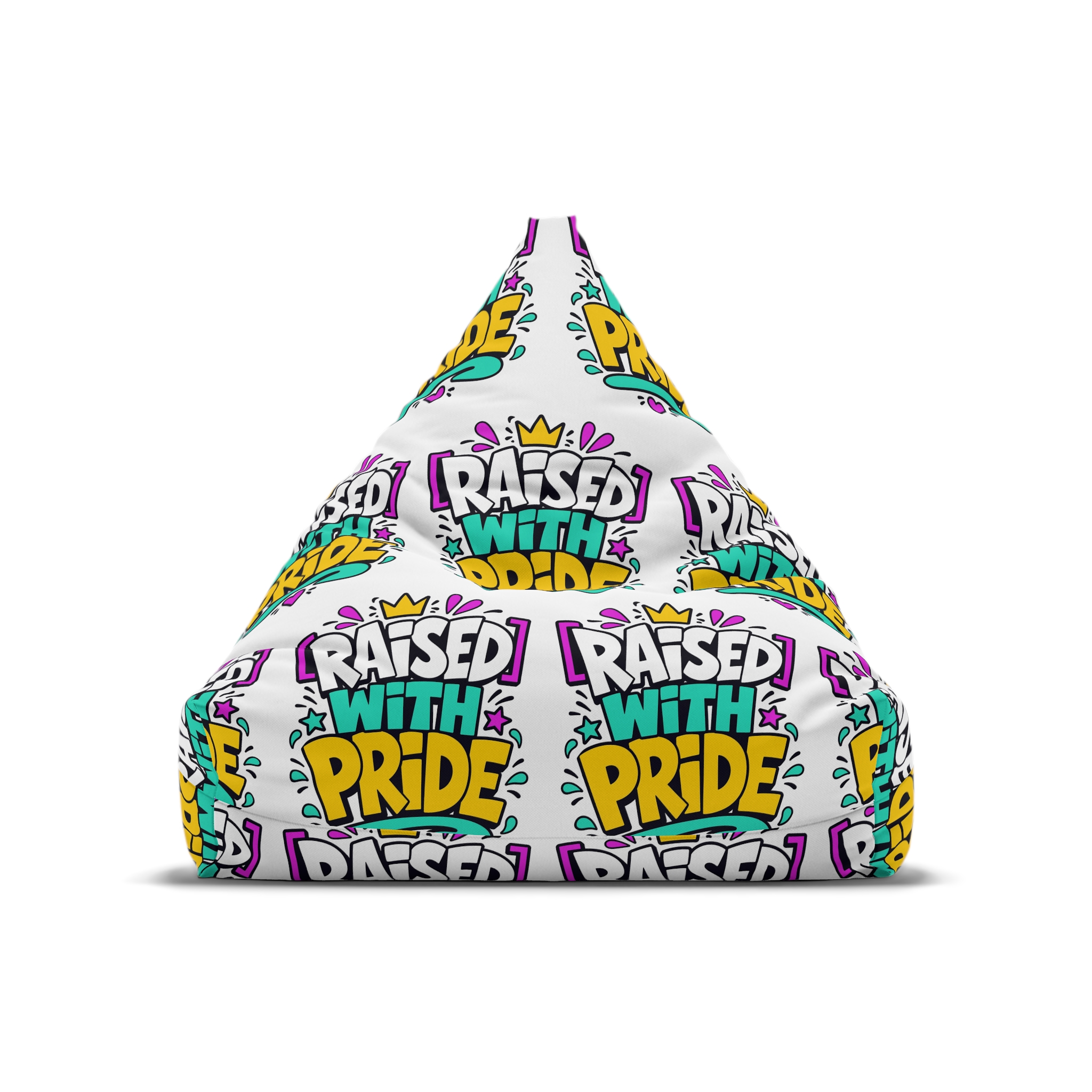 Raised With Pride Text Effect Bean Bag Chair Cover - Image 5