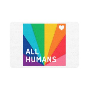 Rainbow Colored Background With All Humans Concept Pride Month Pet Food Mat 12x18
