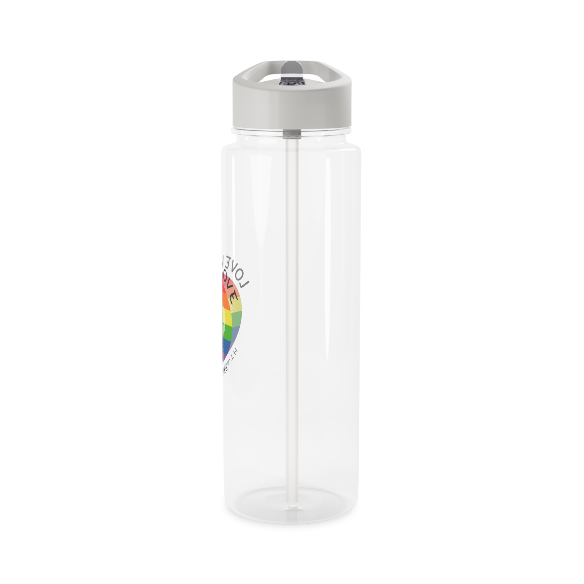 Lgbt Pride Month Love Is Love Lgbtq Symbol With Lgbt Pride Round Rainbow Flag With Heart Gay Pride Tritan Water Bottle - Image 7
