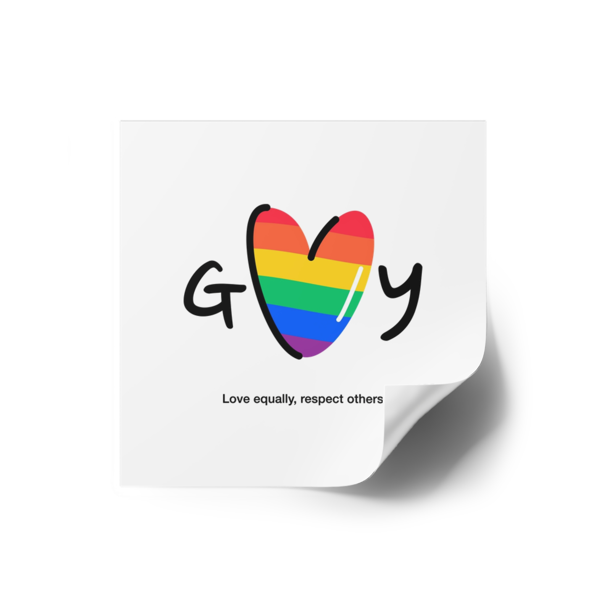 Love Letter Pride Rainbow Lettering Text Writing Pattern Freedom Love Heart Homo Colors Flag Parade Laminate Stickers Square - Image 14