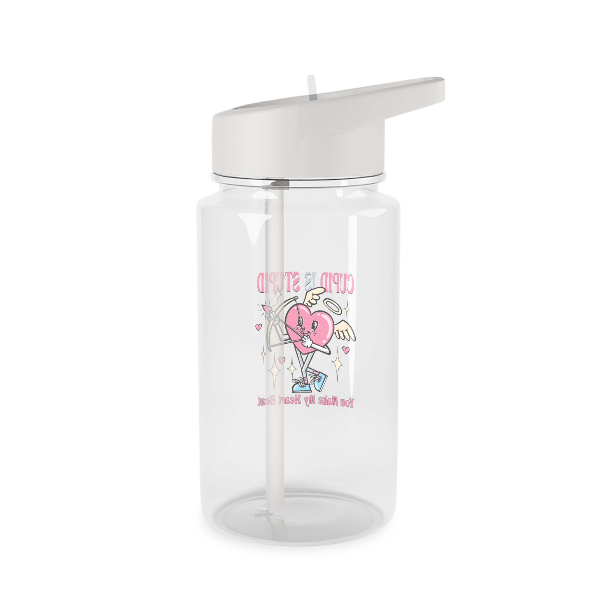 Love Cupid Holding Bow Tshirt Design Tritan Water Bottle - Image 2