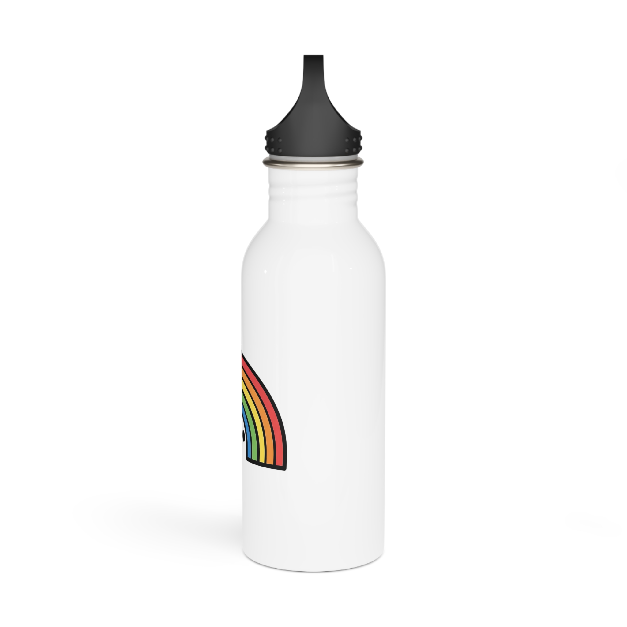 Colorful Rainbow Smiling Face Cartoon Illustration Stainless Steel Water Bottle - Image 4