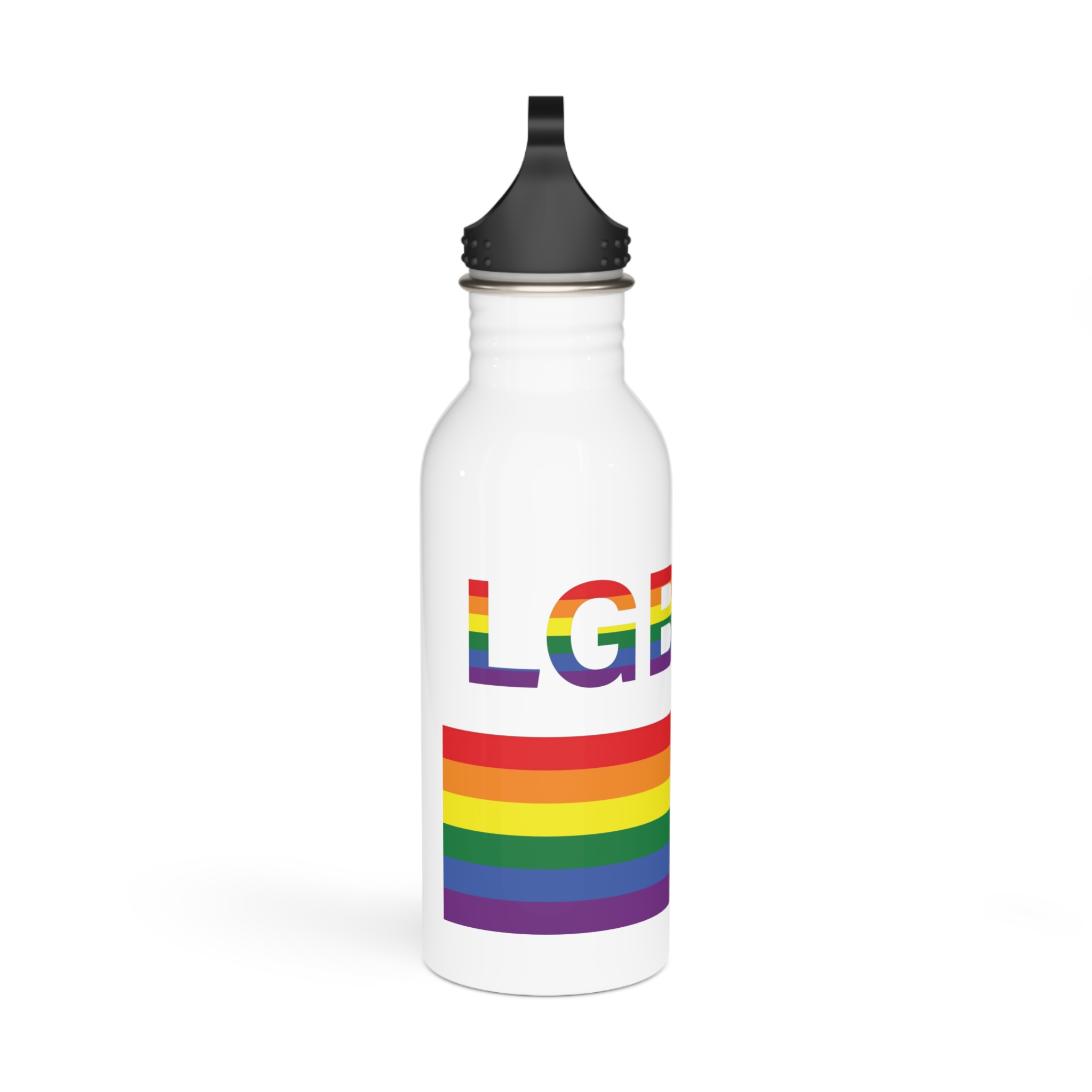 Lgbt Word Text Letter With Heart Rainbow Color Flag Isolated White Background Vector Illustration Stainless Steel Water Bottle - Image 2