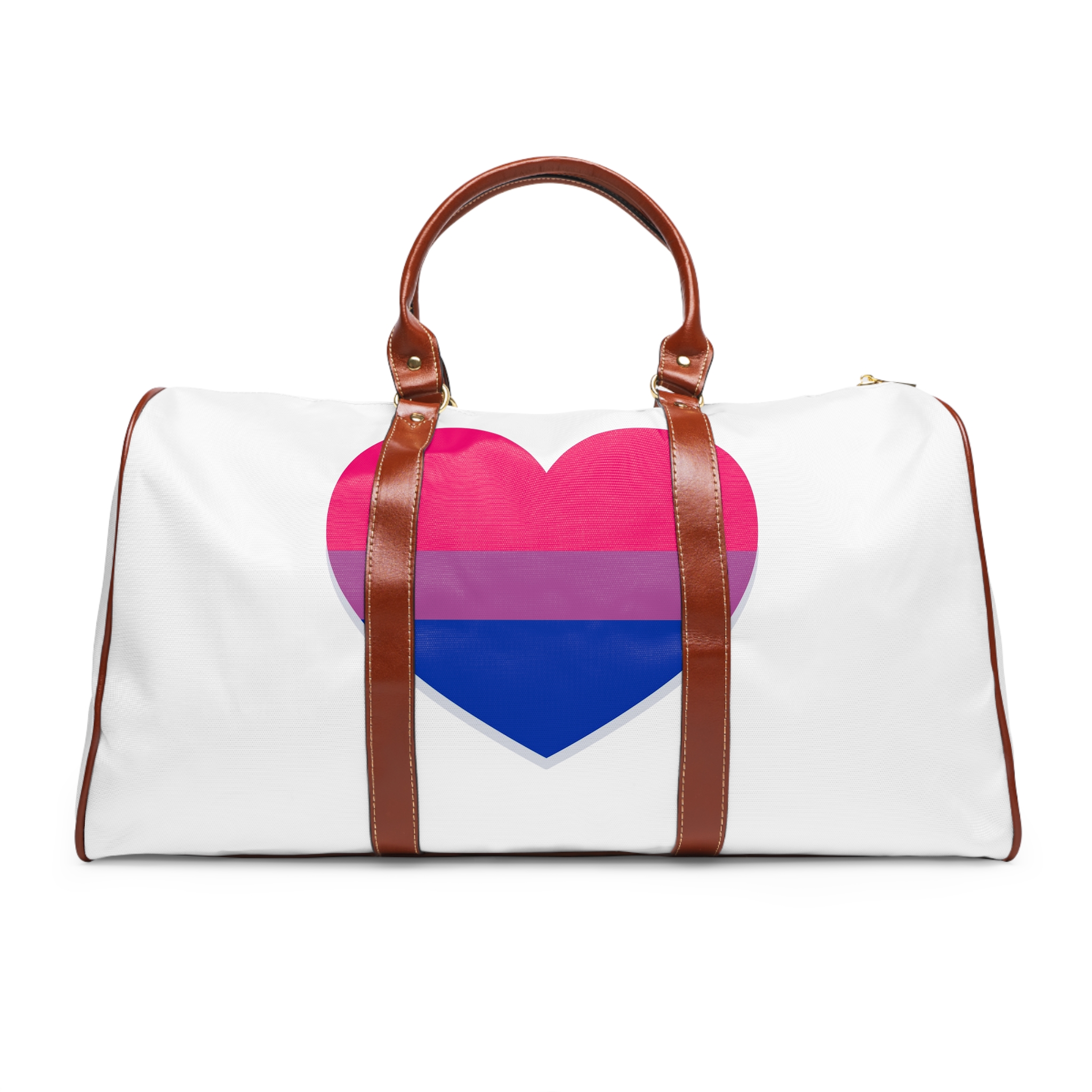 Bisexual Flag Heart Shape Waterproof Travel Bag