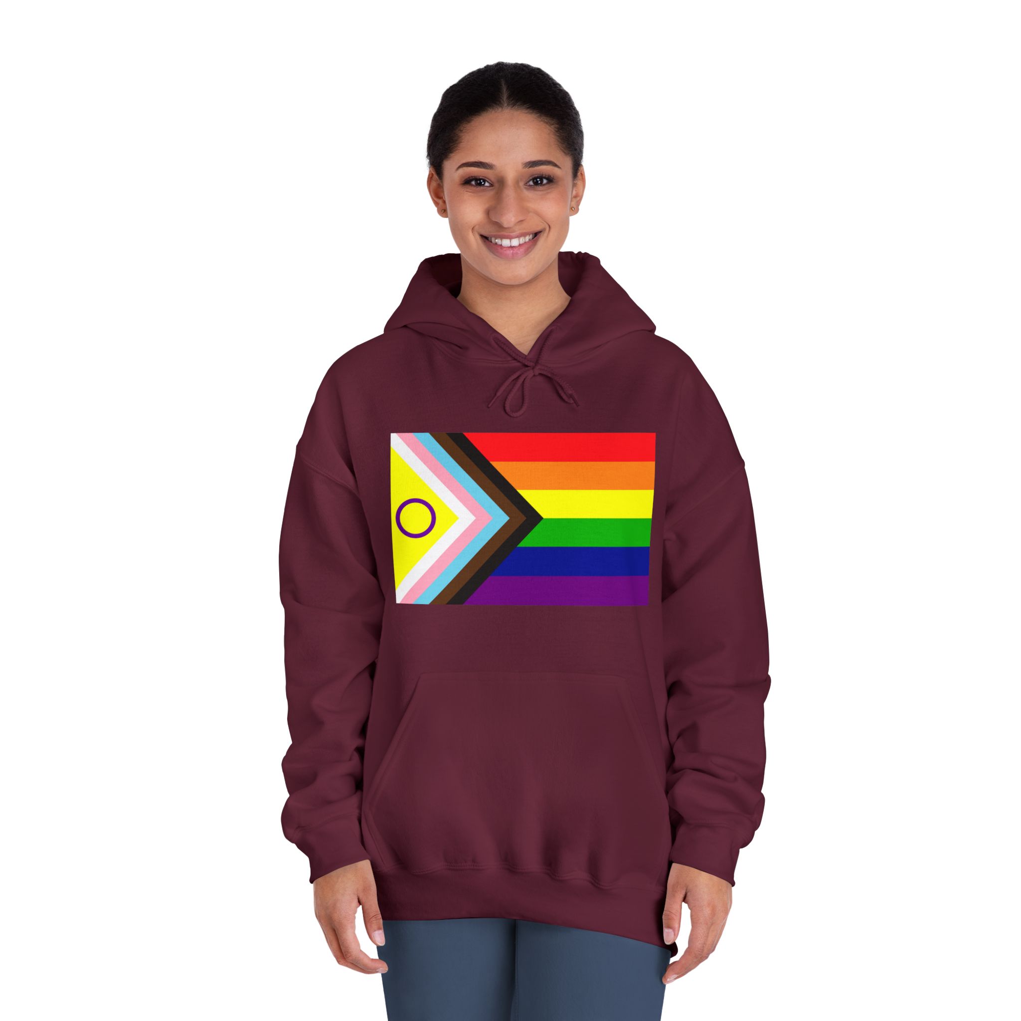 Lgbtq Pride Flag New Lgbtq Pride Flag Vector Updated Intersex Inclusive Progress Pride Flag Unisex Dryblend Hooded Sweatshirt - Image 20