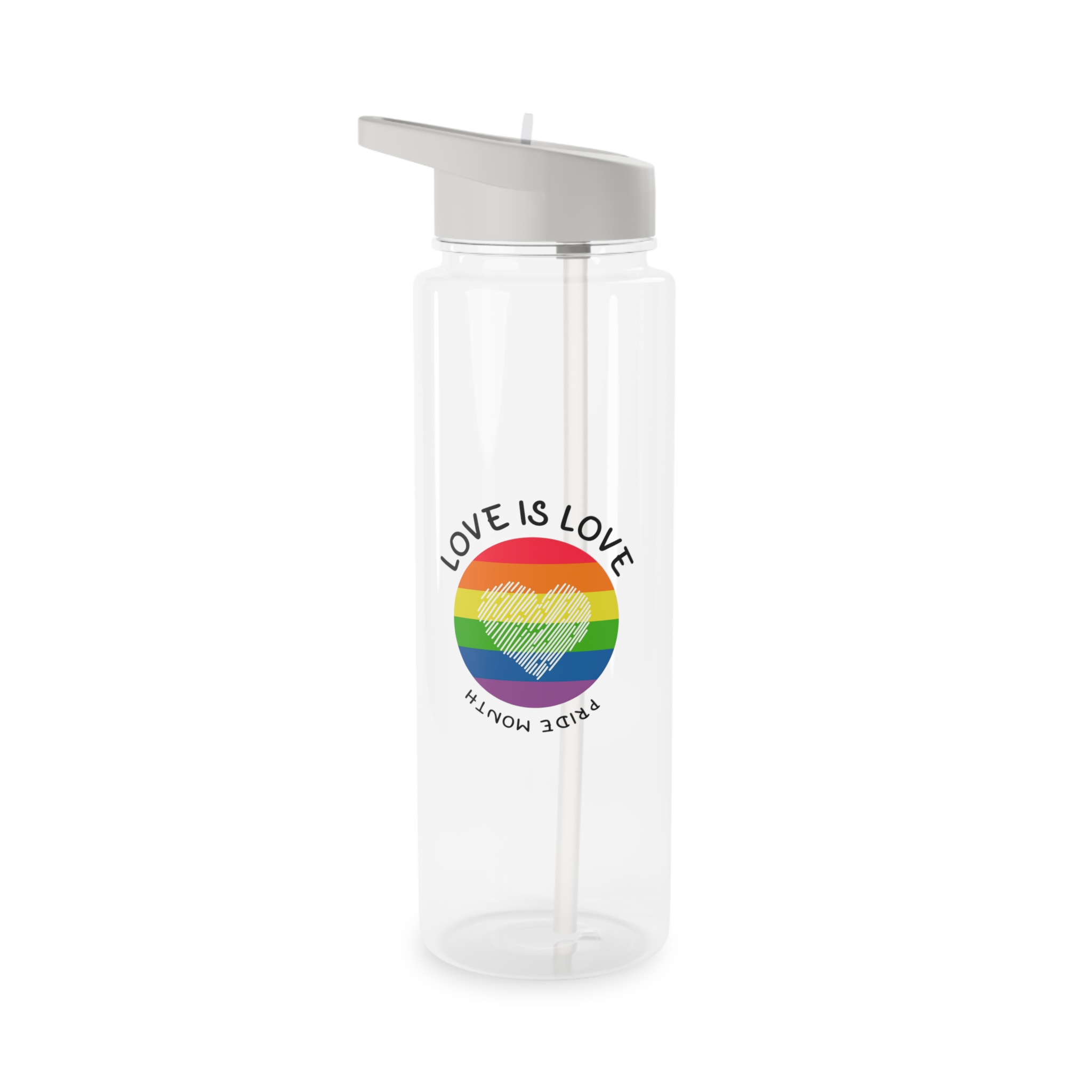 Lgbt Pride Month Love Is Love Lgbtq Symbol With Lgbt Pride Round Rainbow Flag With Heart Gay Pride Tritan Water Bottle - Image 5