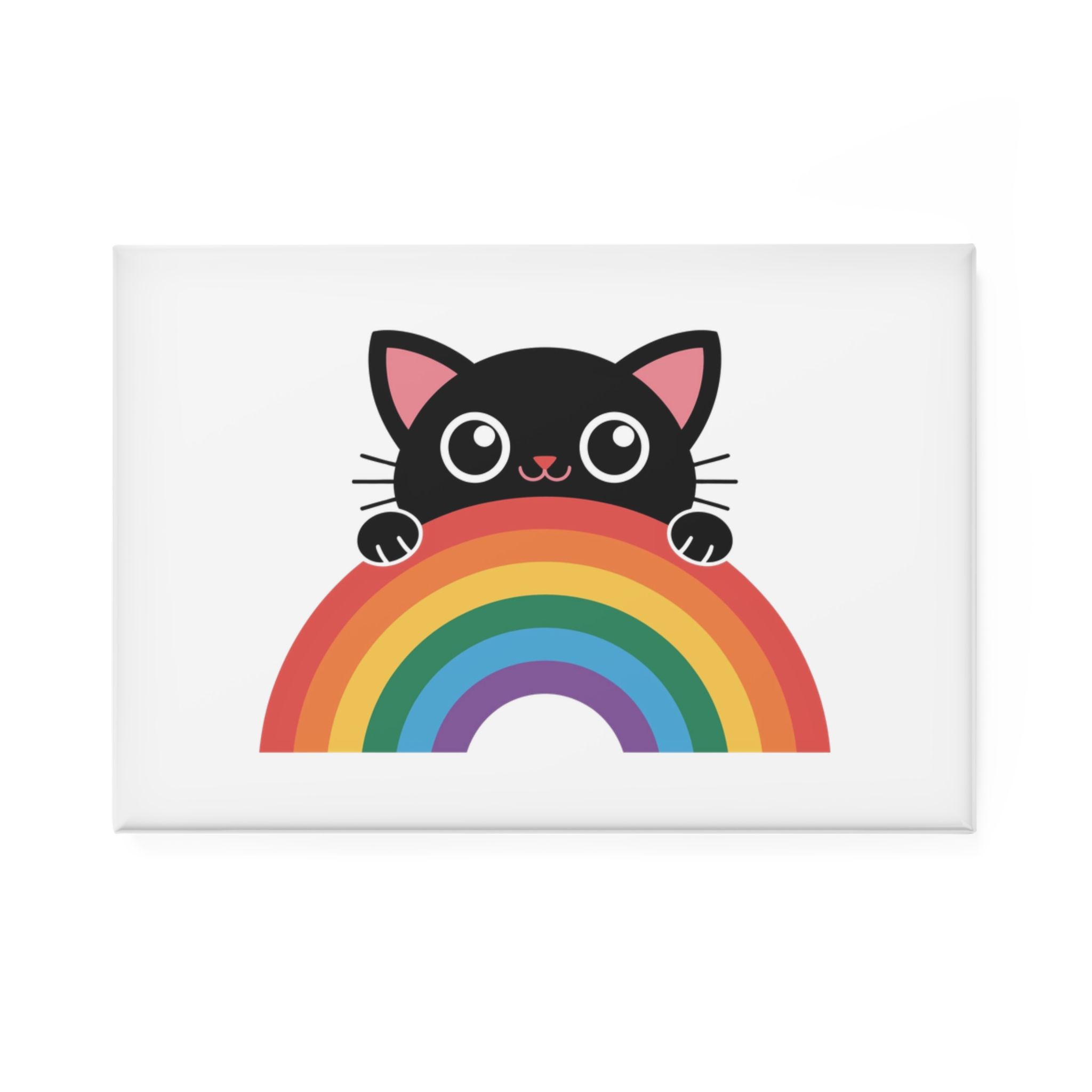 Black Cat With Rainbow Icon Pride Pet Design Vector Illustration Button Magnet Rectangle 1 And 10 Pcs - Image 5