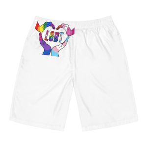 Lgbt Hands United Pride Month Rainbow Flag Vector Illustration Isolated White Background Mens Board Shorts Aop