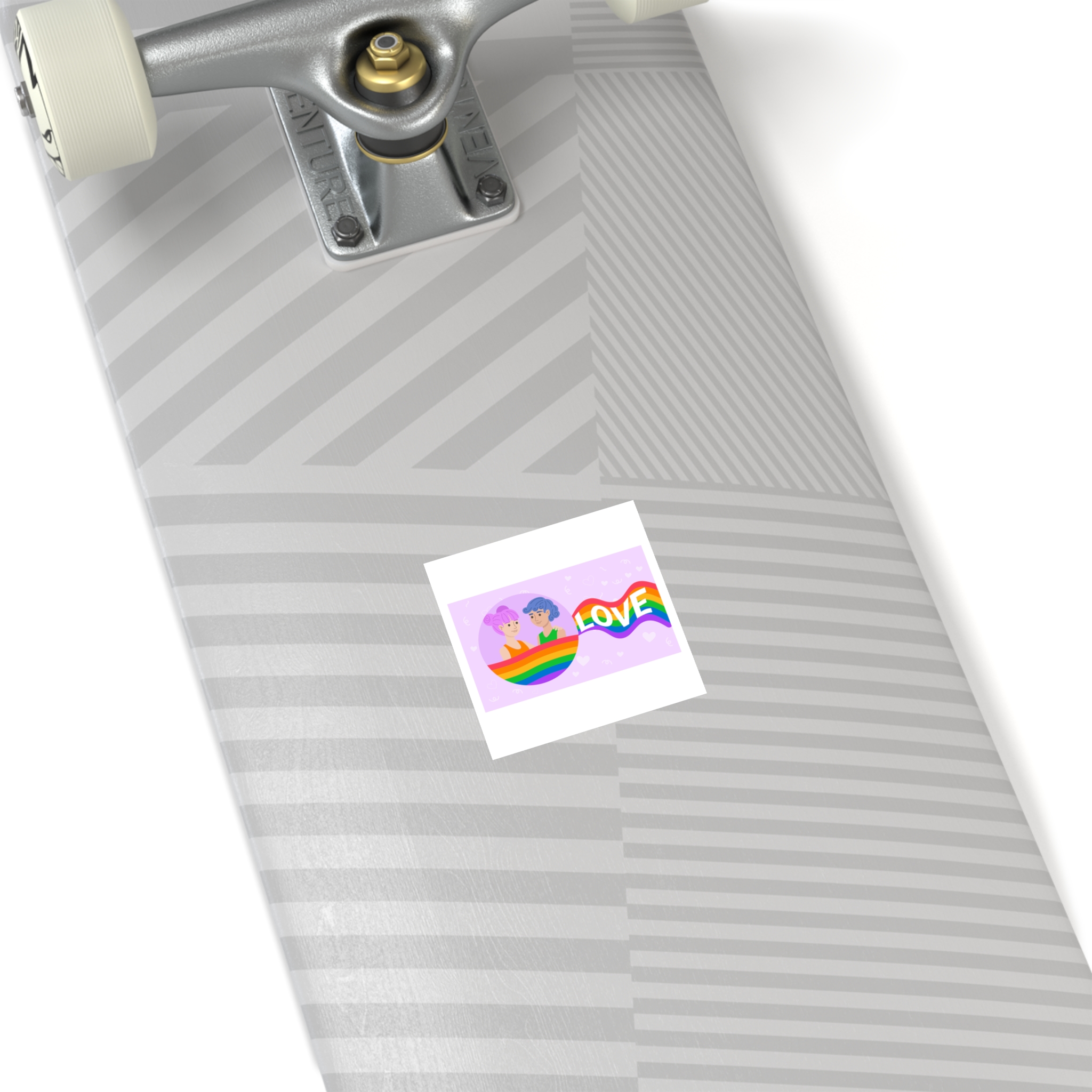 Joyful Group Holding Waving Pride Flag Laminate Stickers Square - Image 4