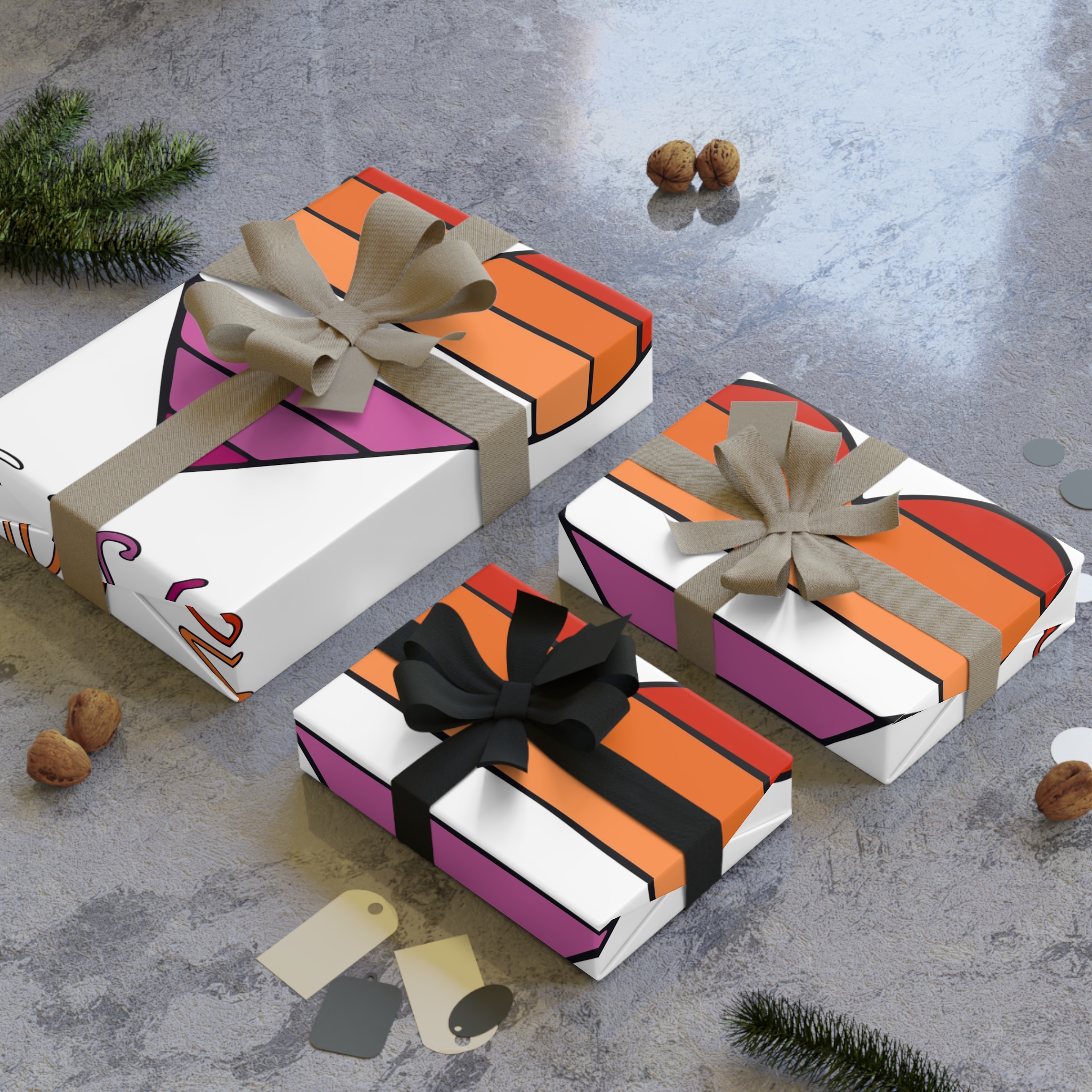 Colorful Heart Shape Lesbian Pride Flag Happy Pride Day Lgbtqia Community Pride Month Vector Hand Drawn Doodle Posters Stickers Logo Cards(1) Gift Wrapping Paper Rolls 1pc - Image 4