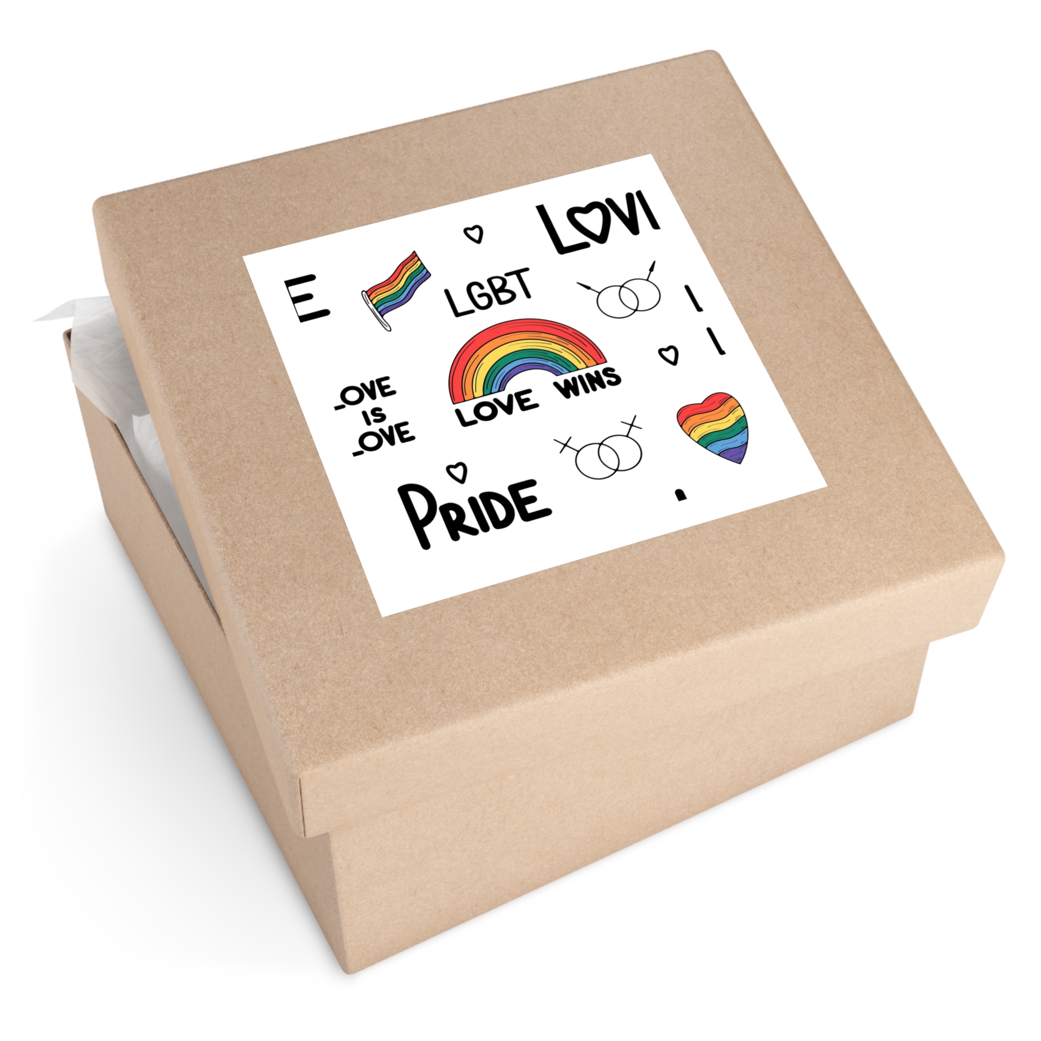Lgbtq Pride Seamless Illustration Rainbow Hearts Love Symbols Laminate Stickers Square - Image 63