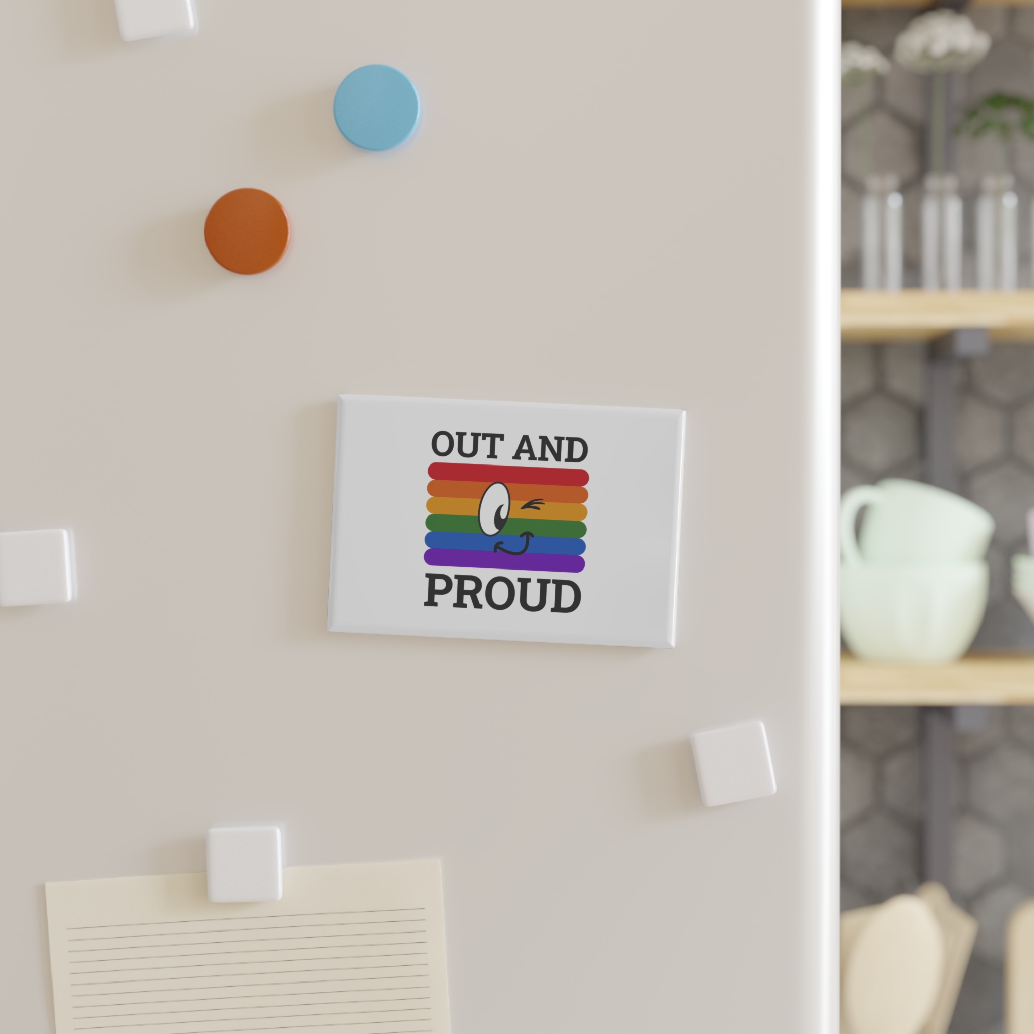 Out Proud Lgbtq Pride Month Quote Book Lover Rainbow Flag Hand Drawn Art White Background Button Magnet Rectangle 1 And 10 Pcs - Image 7