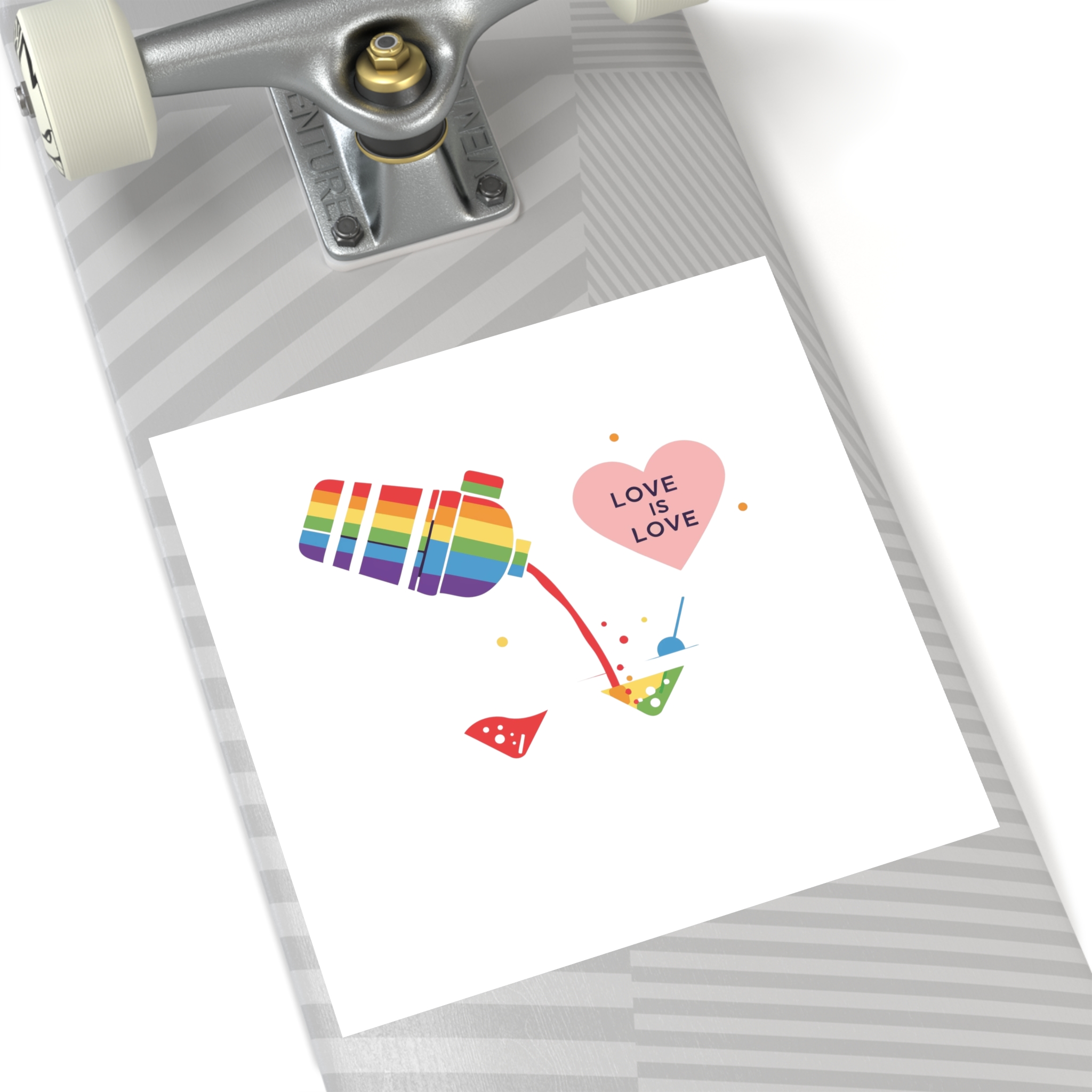 Rainbow Cocktail Shaker Pouring Drink With Heart Love Is Love Illustration Vector Laminate Stickers Square - Image 80