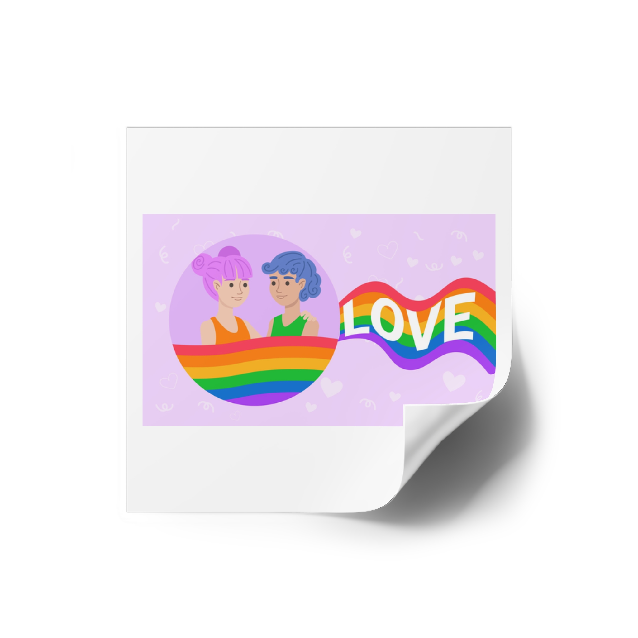 Joyful Group Holding Waving Pride Flag Laminate Stickers Square - Image 6