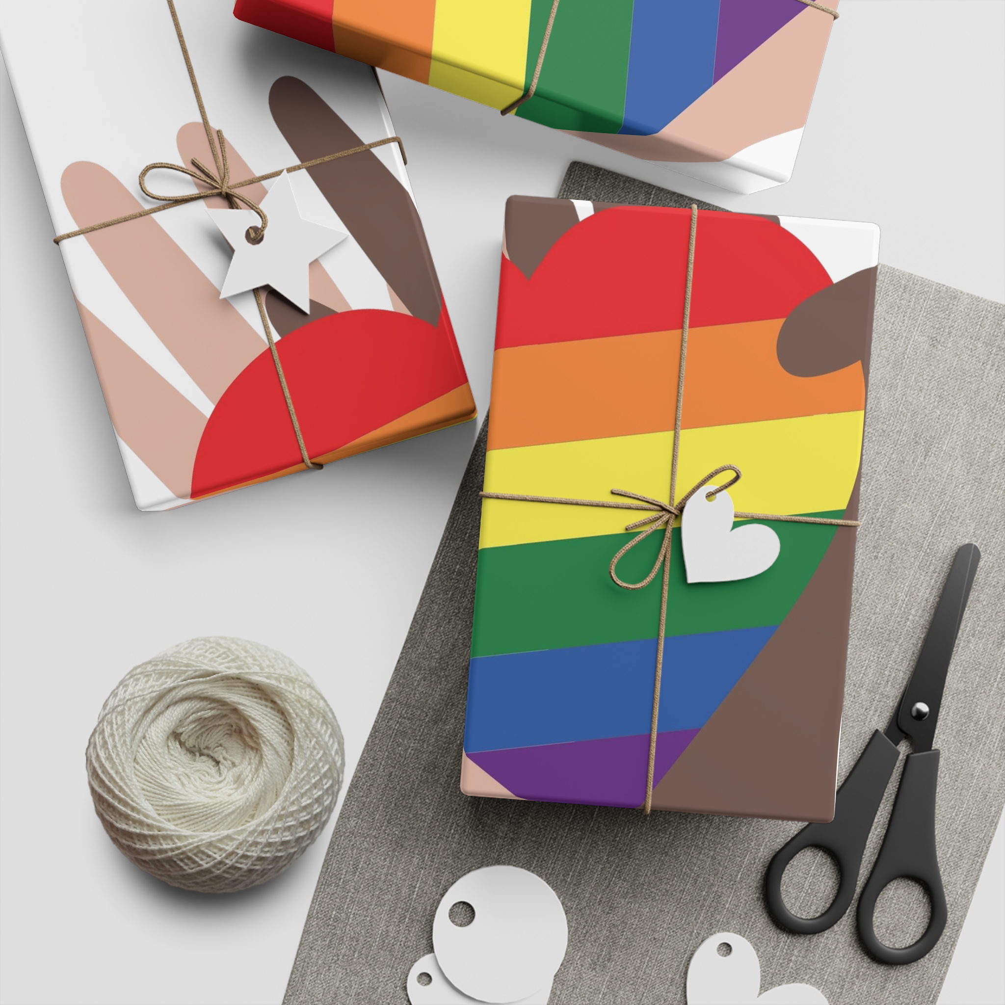 Hands Different Colors Skin Holding Rainbow Heart Lgbtq Color Gift Wrapping Paper Sheets 1pc - Image 2