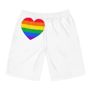 Gay Pride Flat Heart Shape Mens Board Shorts Aop