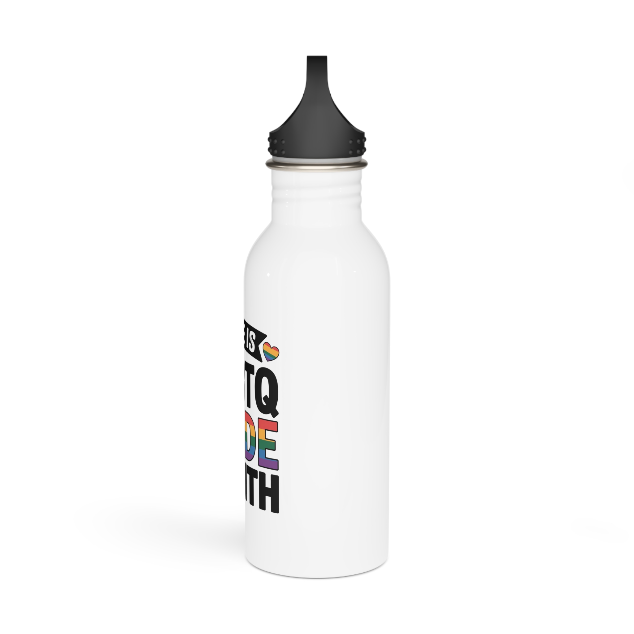 June Is Lgbtq Pride Month Colorful Text Stainless Steel Water Bottle - Image 4