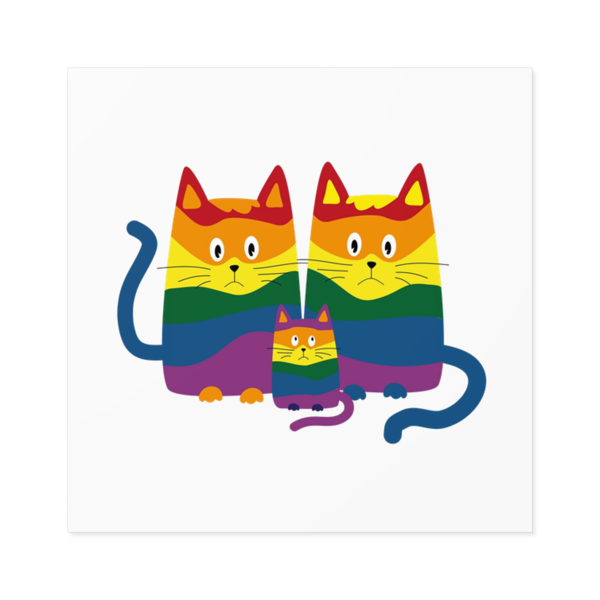 Lgbt Cats Samesex Love Like Everyone Else Cute Cartoon Cats Vector Copyspace Laminate Stickers Square - Image 13