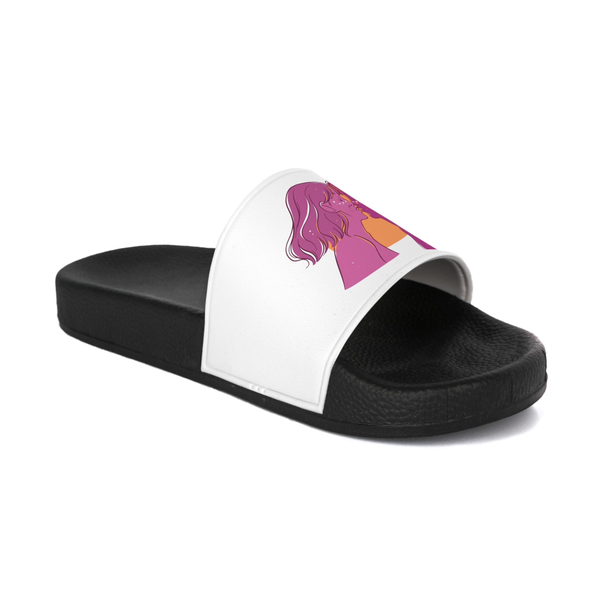 Hand Drawn Affectionate Lesbian Kiss (3) Mens Slide Sandals - Image 2
