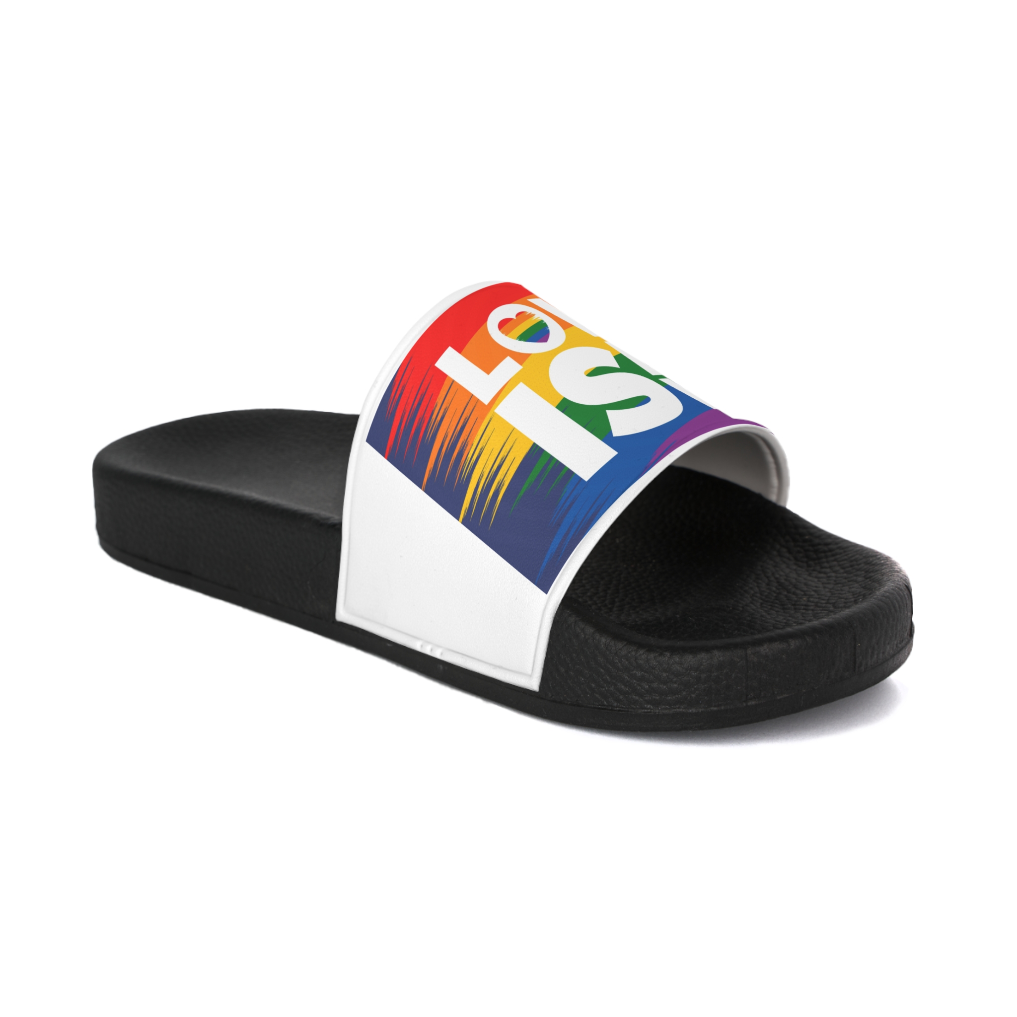 Lgbt Pride Month June Lesbian Gay Bisexual Transgender Lgbt Rainbow Flag Vector Illustration Mens Slide Sandals - Image 2