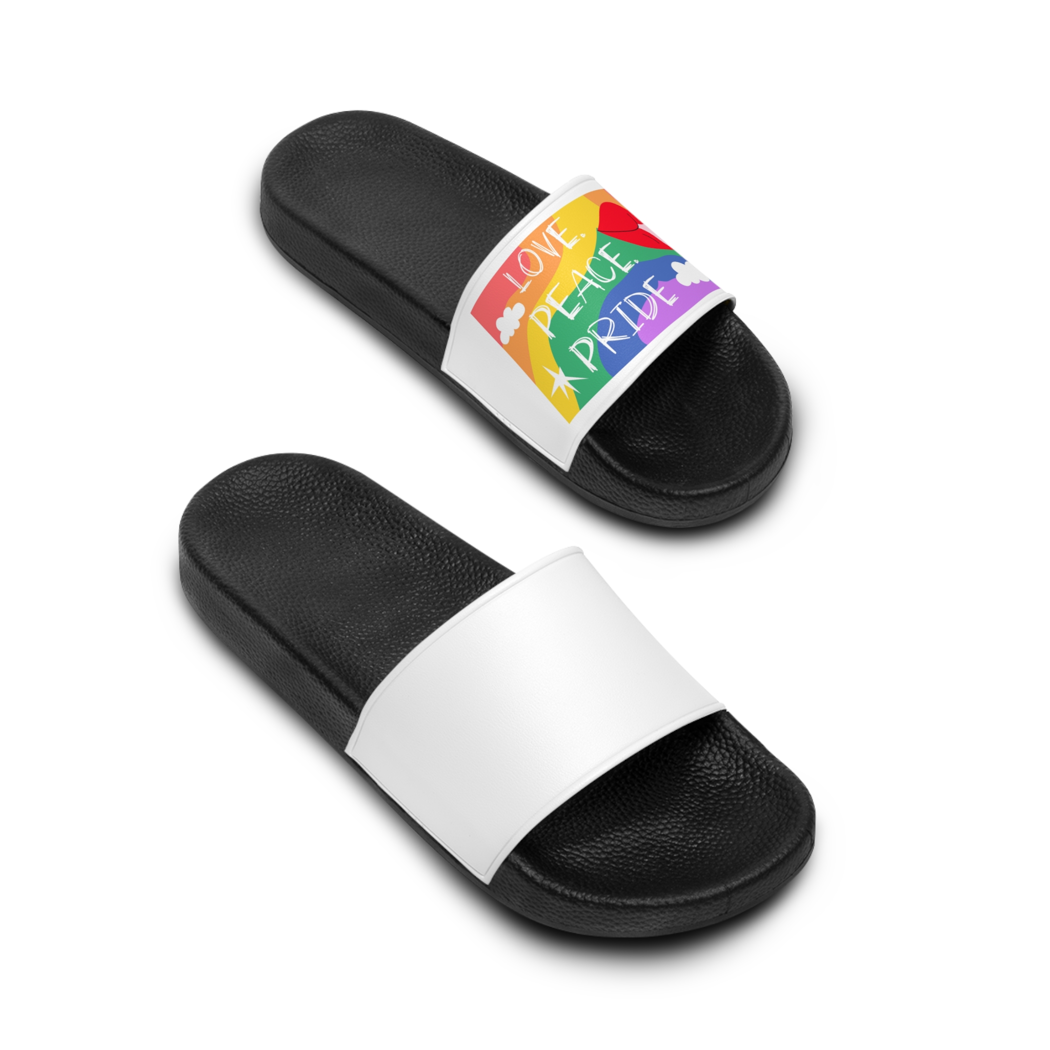 Lgbt Festive Cartoon Groovy Banner Retro 90s Style Love Freedom Concept Mens Slide Sandals - Image 4