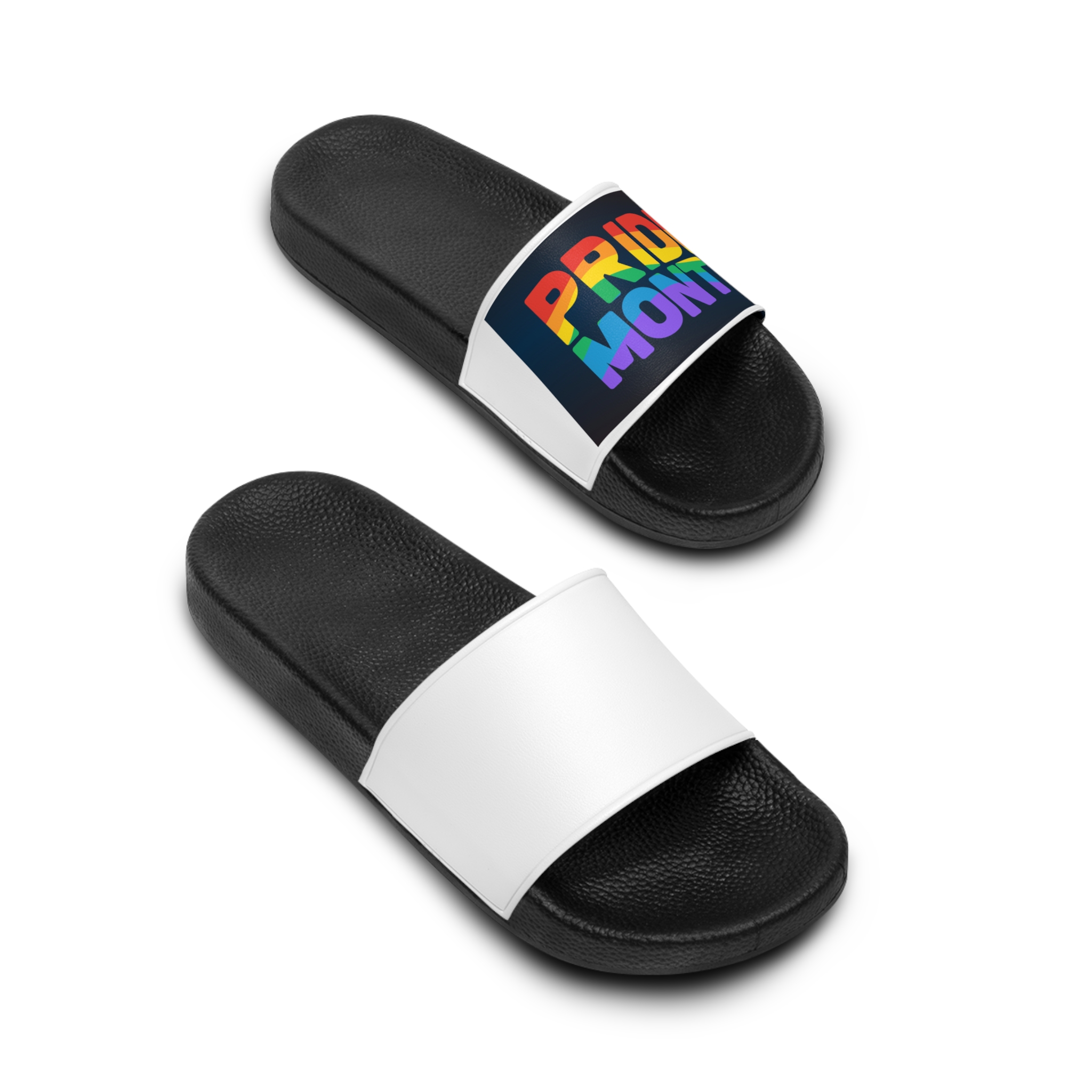 Lgbt Pride Rainbow Flag Lettering Banner Poster Social Media Pride Calligraphy With Mens Slide Sandals - Image 4