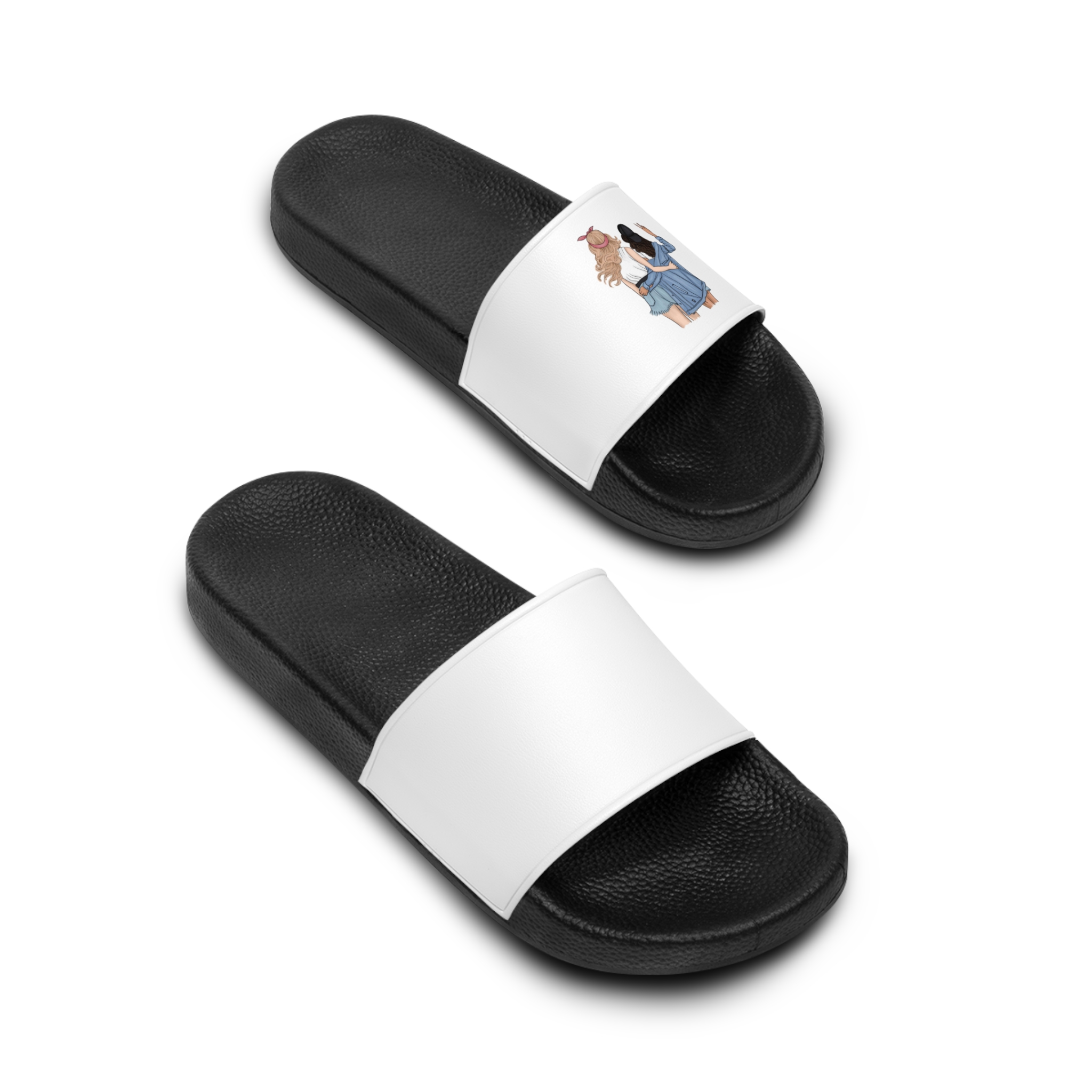 Friends Stand With Their Backs Mens Slide Sandals - Image 4
