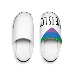 Vector Sketch Lgbt Rainbow Love Is Love Lettering (1) Mens Indoor Slippers