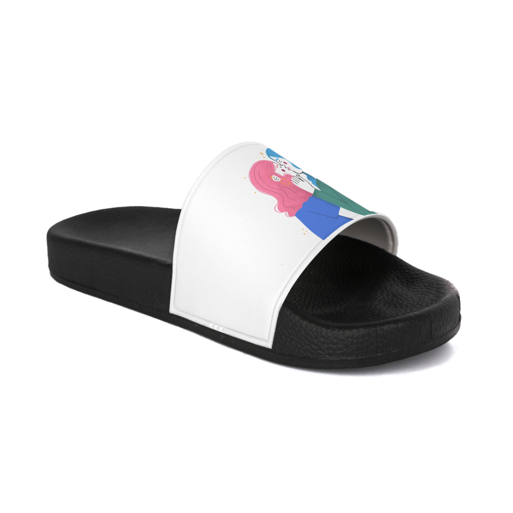 Hand Drawn Lesbian Kiss Illustration Mens Slide Sandals - Image 2