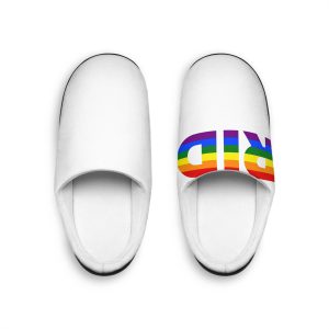 Text Pride Rainbow Colors Isolated White Background Banner Pride Month Vector Mens Indoor Slippers