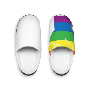 Vector Lgbt Rainbow Flag Fist Isolated White Background Mens Indoor Slippers