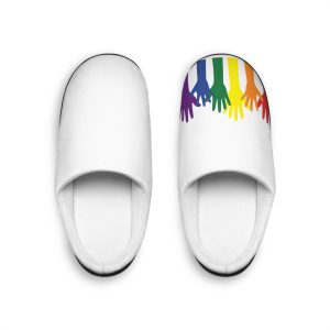 Silhouette Rainbow Colored Hands As Colors Pride Flag Lgbtqia Concept Mens Indoor Slippers
