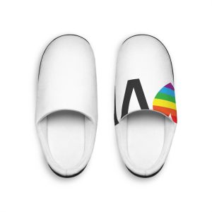 Vector Lgbt Rainbow Flag Love Heart Lettering Mens Indoor Slippers