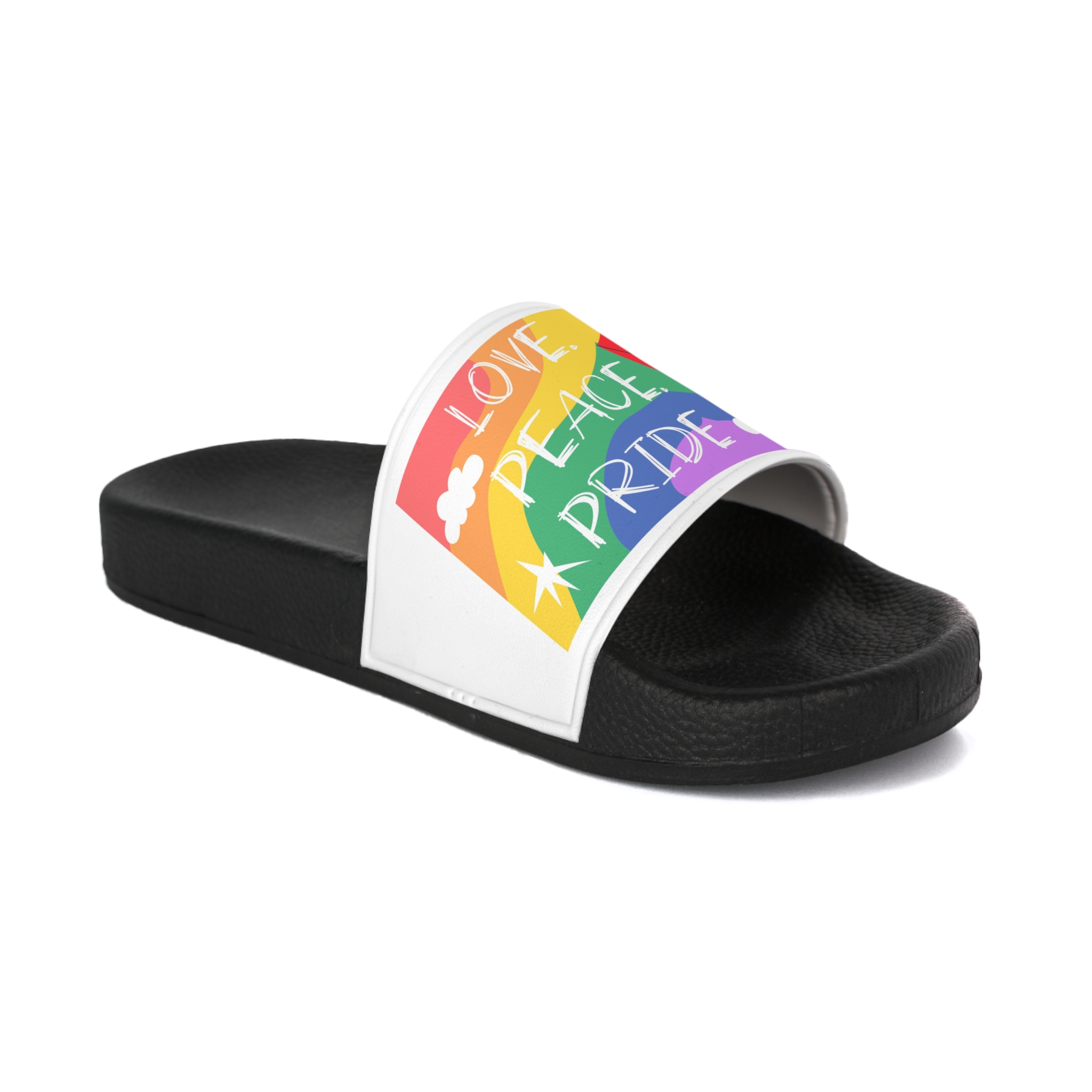 Lgbt Festive Cartoon Groovy Banner Retro 90s Style Love Freedom Concept Mens Slide Sandals - Image 2